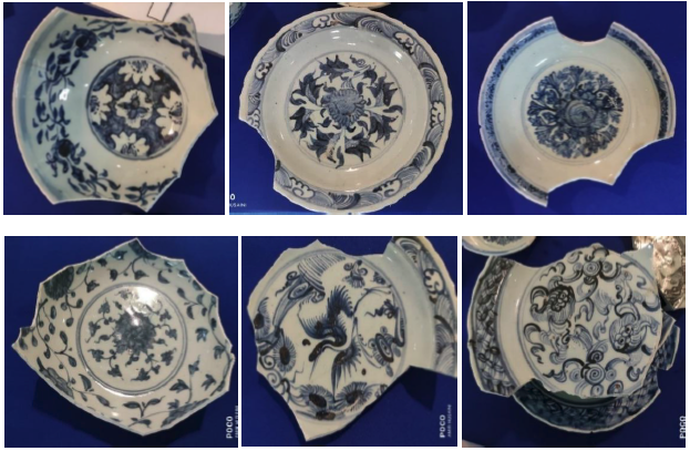 Ceramic wares discovered in shipwreck remains